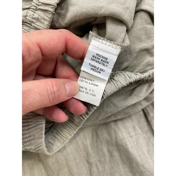 Cut Loose 100% Linen Lantern Pants Womens Small Beige Elastic Waist Made in USA - Picture 8 of 11